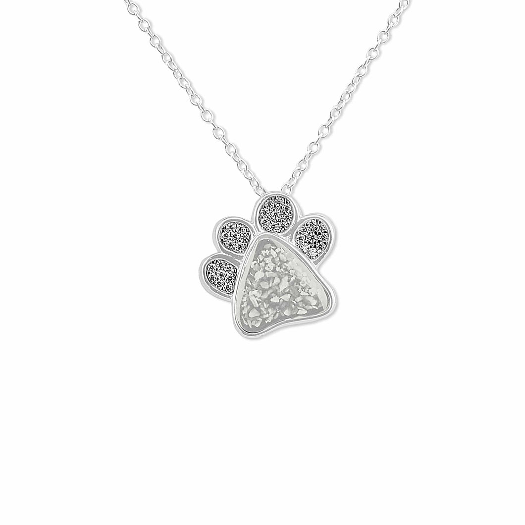 EverWith Unisex Paw Print Memorial Ashes Pendant with Fine Crystals