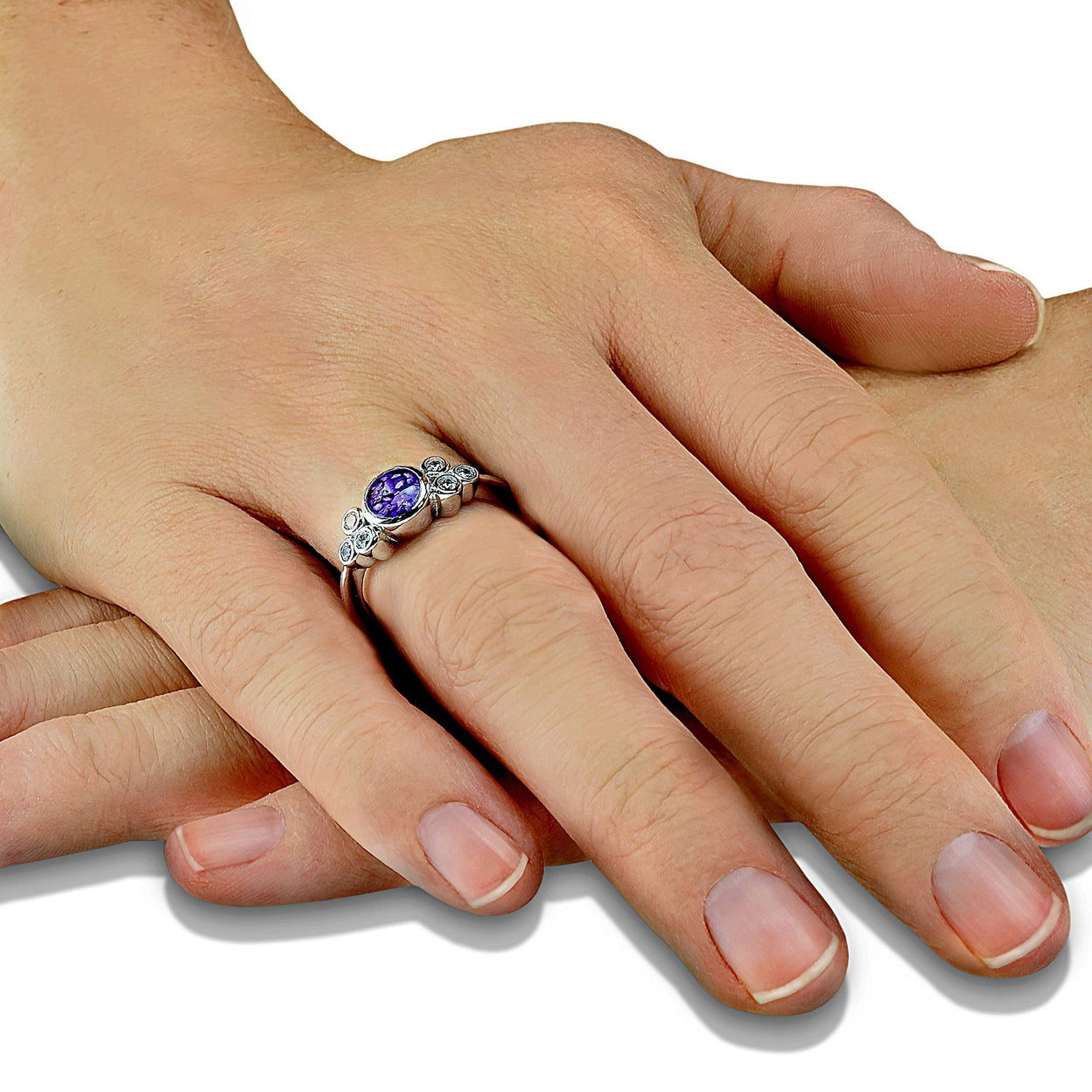 Load image into Gallery viewer, EverWith Ladies Praise Memorial Ashes Ring with Fine Crystals