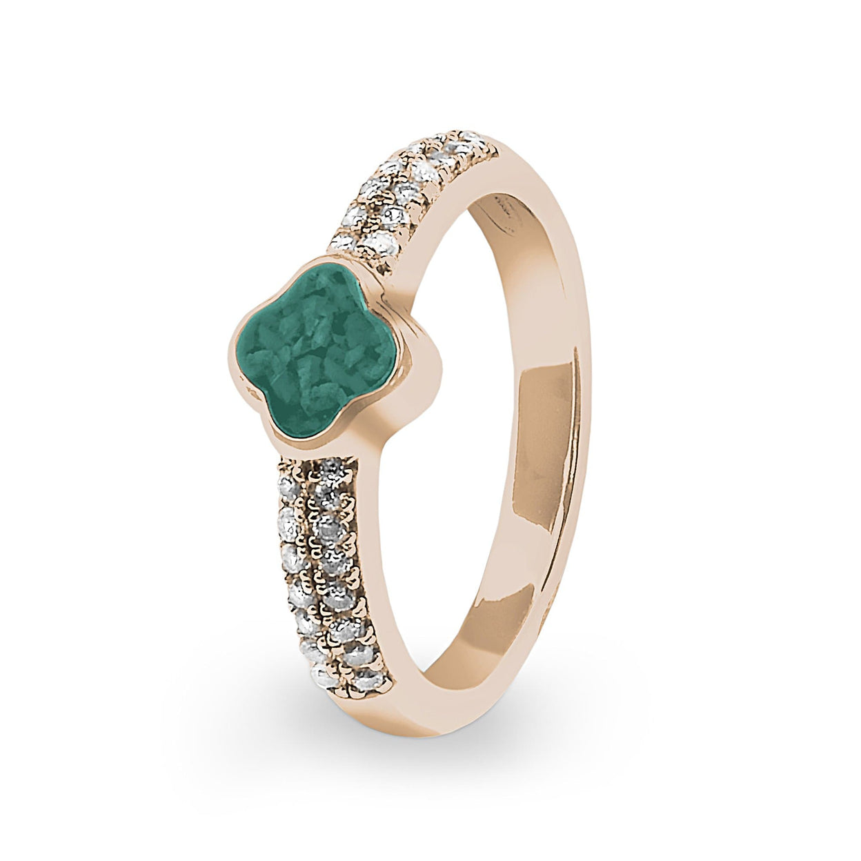 Load image into Gallery viewer, EverWith Ladies Clover Memorial Ashes Ring with Fine Crystals