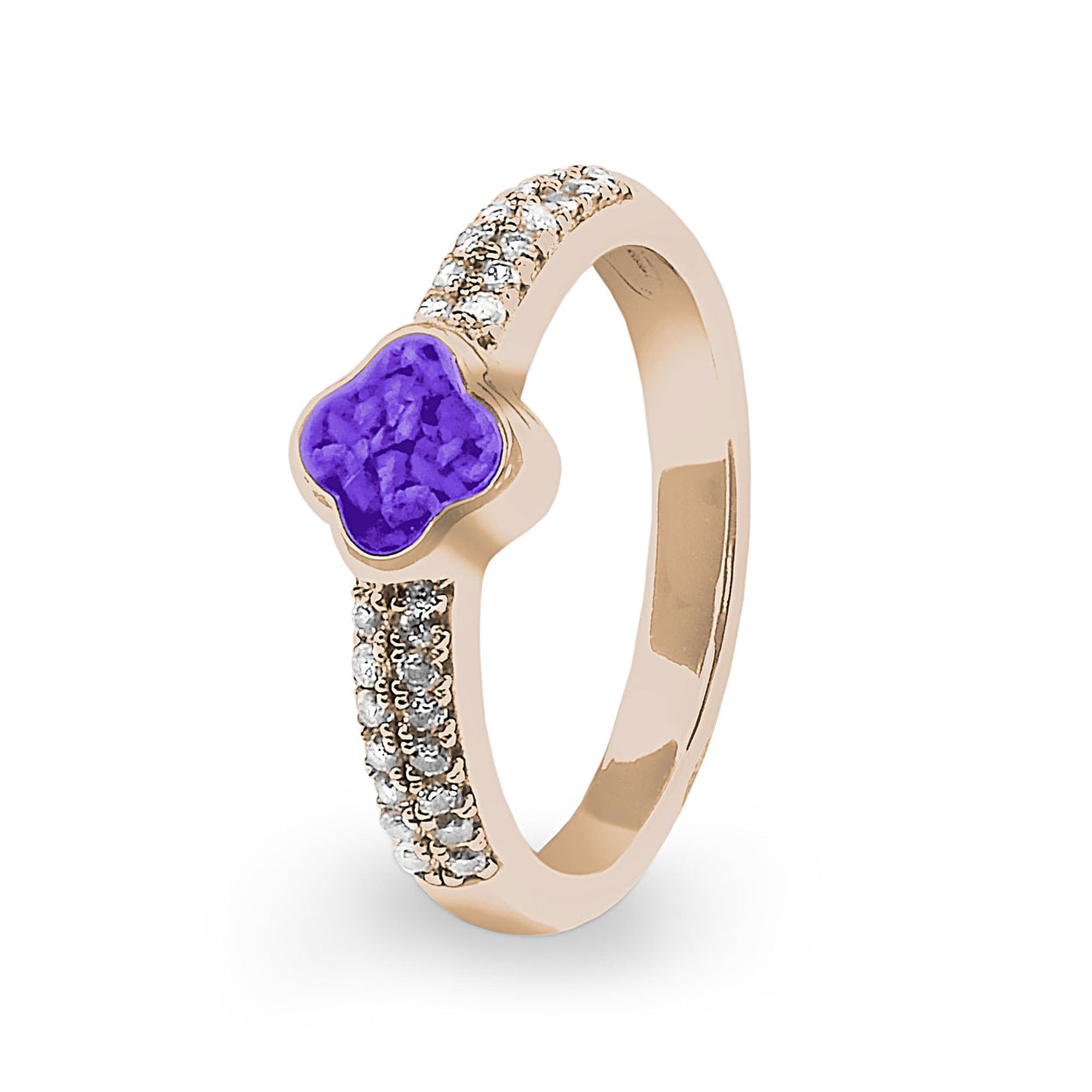 Load image into Gallery viewer, EverWith Ladies Clover Memorial Ashes Ring with Fine Crystals