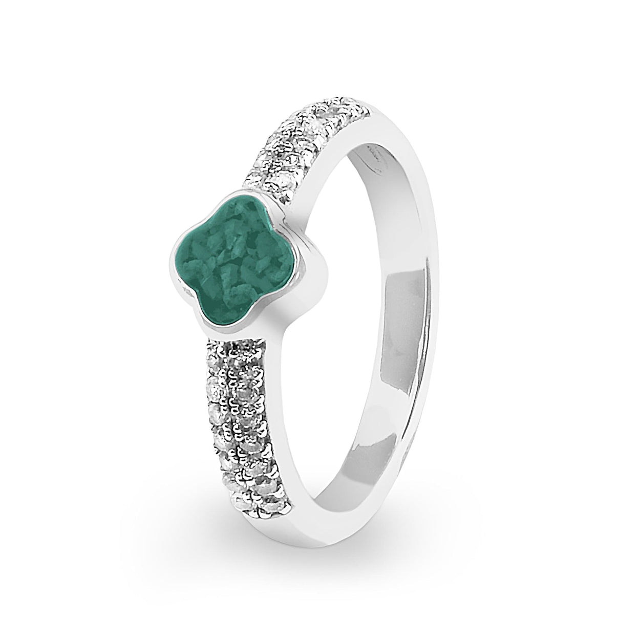 Load image into Gallery viewer, EverWith Ladies Clover Memorial Ashes Ring with Fine Crystals