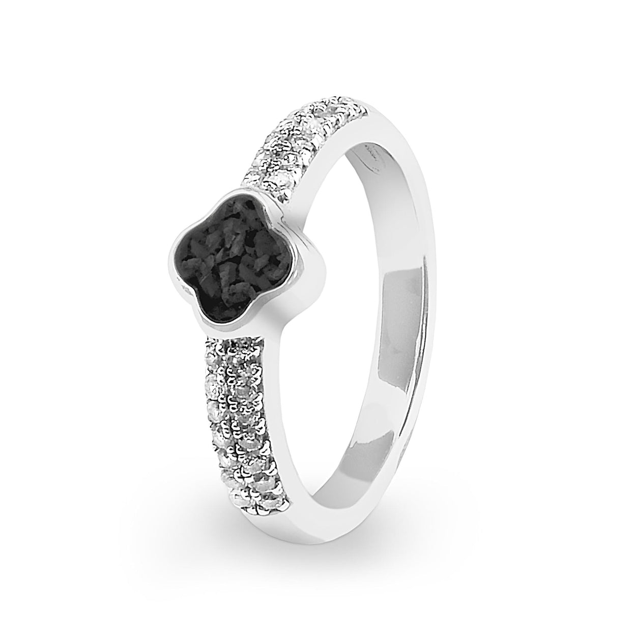 Load image into Gallery viewer, EverWith Ladies Clover Memorial Ashes Ring with Fine Crystals