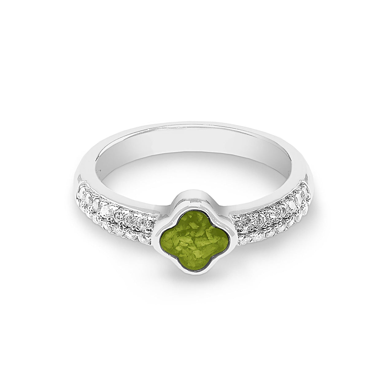 Load image into Gallery viewer, EverWith Ladies Clover Memorial Ashes Ring with Fine Crystals