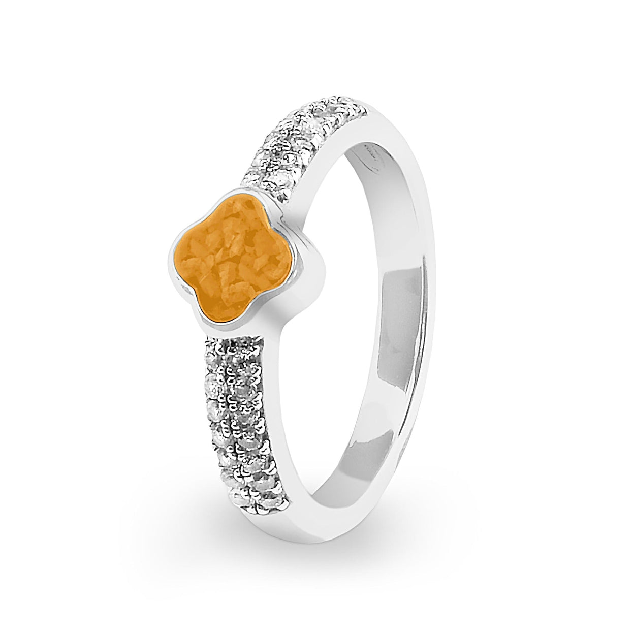 Load image into Gallery viewer, EverWith Ladies Clover Memorial Ashes Ring with Fine Crystals