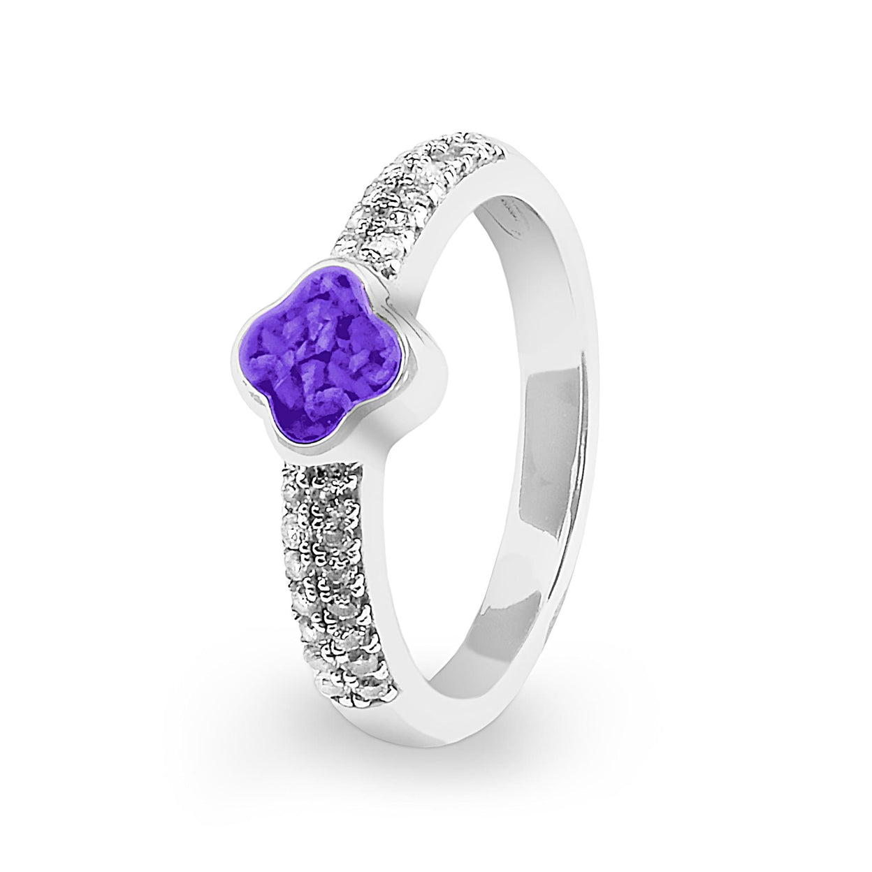 Load image into Gallery viewer, EverWith Ladies Clover Memorial Ashes Ring with Fine Crystals