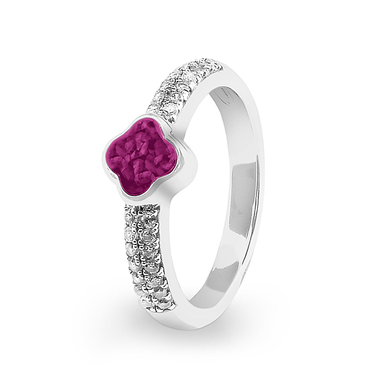 Load image into Gallery viewer, EverWith Ladies Clover Memorial Ashes Ring with Fine Crystals