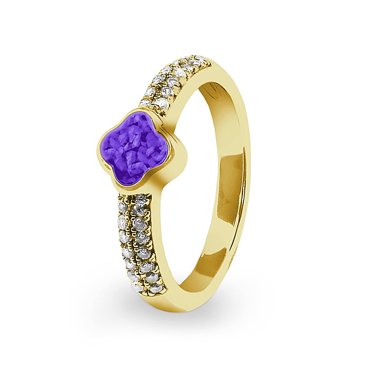 Load image into Gallery viewer, EverWith Ladies Clover Memorial Ashes Ring with Fine Crystals