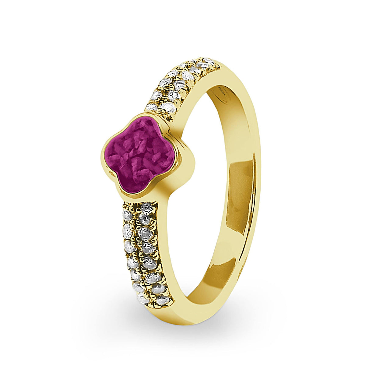 Load image into Gallery viewer, EverWith Ladies Clover Memorial Ashes Ring with Fine Crystals