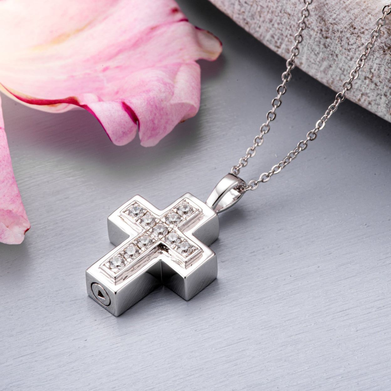 Load image into Gallery viewer, EverWith Self-fill Cross Memorial Ashes Pendant with Crystals