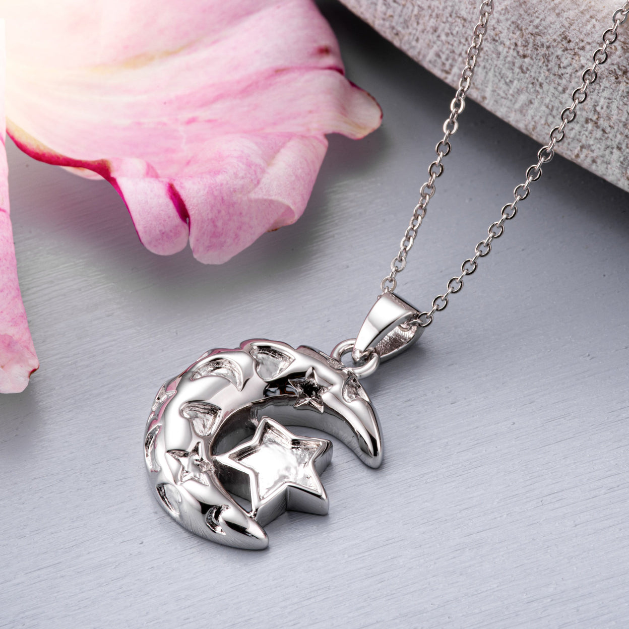 Load image into Gallery viewer, EverWith Self-fill Moon and Stars Memorial Ashes Pendant