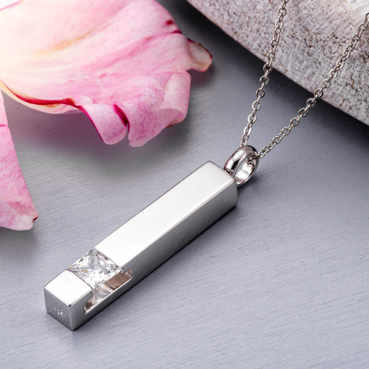 Load image into Gallery viewer, EverWith Self-fill Bar Memorial Ashes Pendant with Crystal