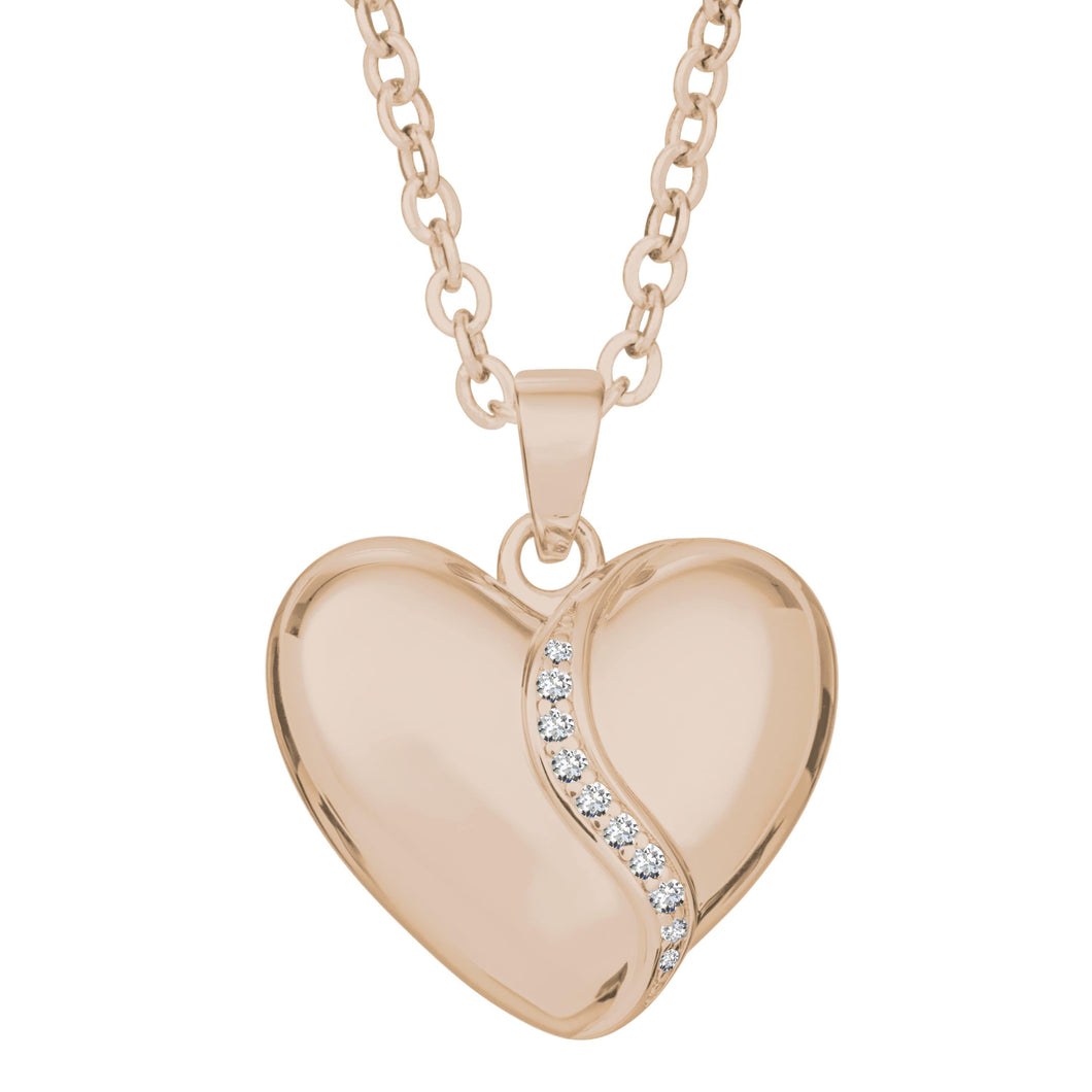 EverWith Self-fill Heart Shaped Memorial Ashes Pendant with Crystals