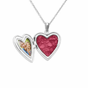 EverWith Footsteps Heart Shaped Sterling Silver Memorial Ashes Locket