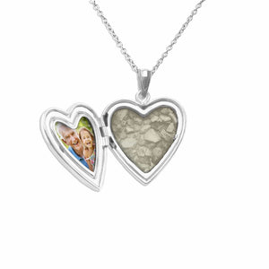 EverWith Footsteps Heart Shaped Sterling Silver Memorial Ashes Locket