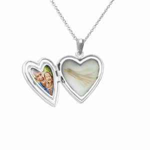 EverWith Footsteps Heart Shaped Sterling Silver Memorial Ashes Locket